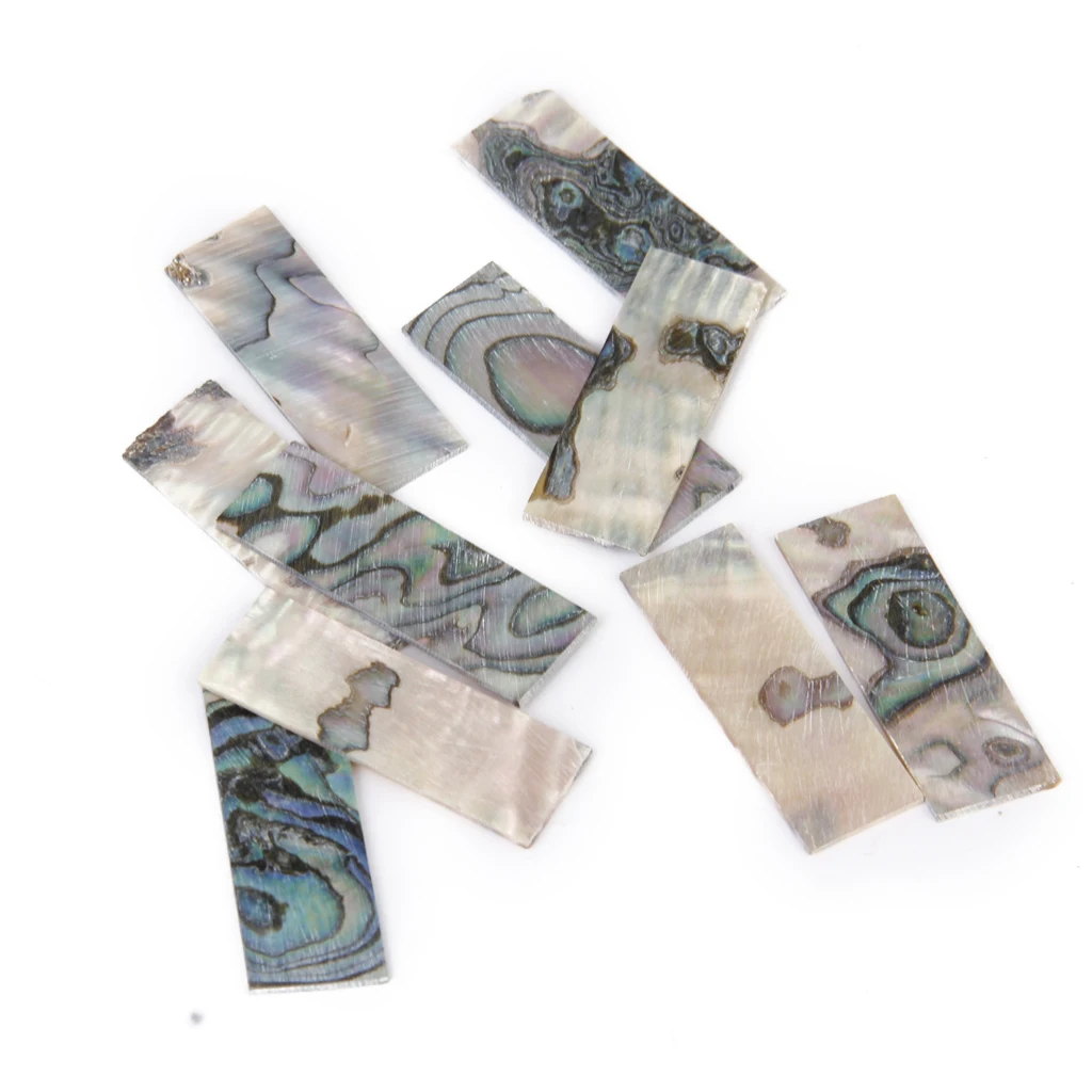 10Pcs Inlay Material Colorful Shell Flat Rectangle Blank 36x12x1.0mm For Luthier Vintage Guitar Banjo and Mandolin Inlay