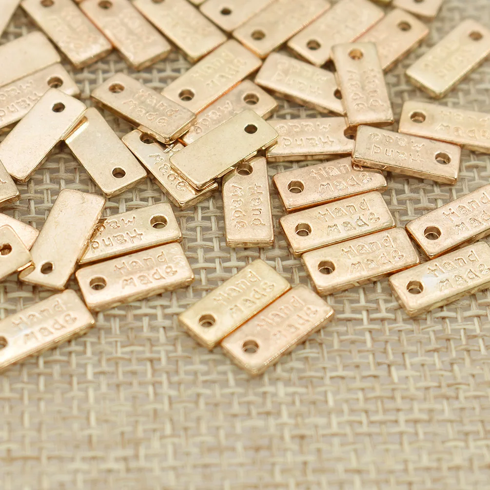 Rectangular 100 шт Классические сливы прямоугольные ручной работы золотого цвета металлические этикетки для пальто одежды сумки обувь DIY Ремесло Швейные бирки для аксессуаров - Цвет: Rectangular
