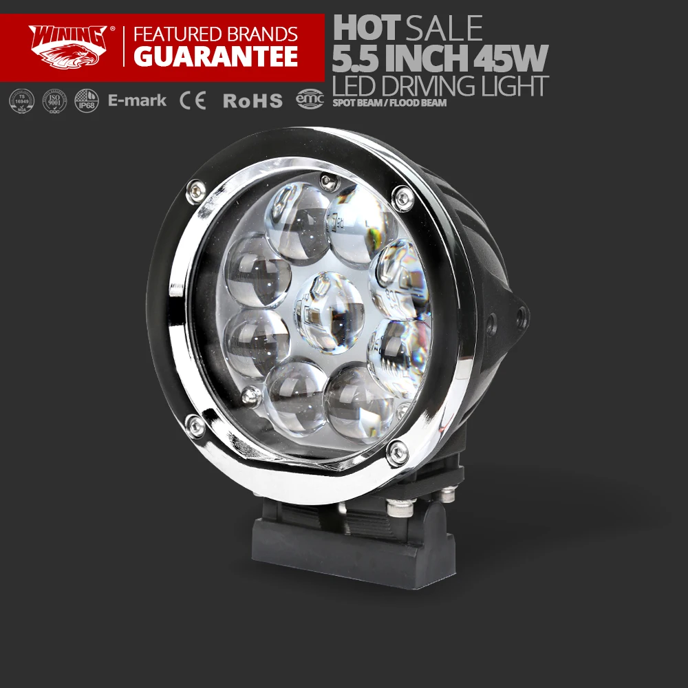 

High Power Spot 4D 5.5inch 45W Round Led Off Road Lights 12V Spot Driving Work Wrangler HeadLight 4x4 Truck Driving lights Flood