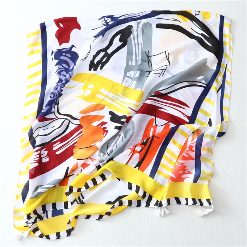 

New Designer 2019 Winter Women Brand Scarf Viscose Scarf Female Ink Painting Floral Scarves Blanket Shawls and Scarves 180*100Cm