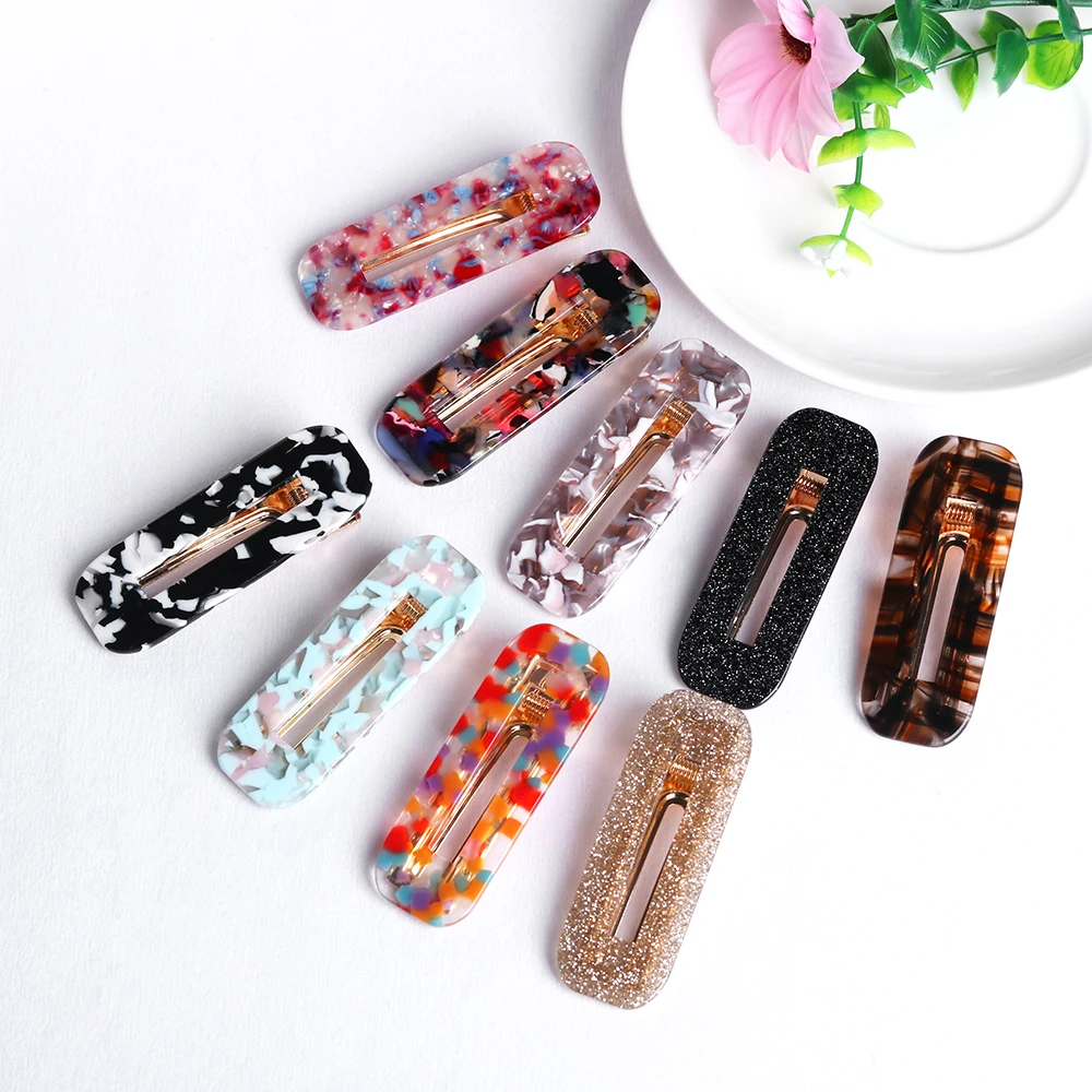 

1 Pcs Acetate Geometric Rectangle Hair Clips Hairpins for Women Bright Powder Polka Dots Hairgrip Hair Accessories