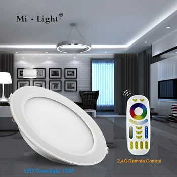 

Milight AC110V 220V 15W IP54 Waterproof RGB+CCT LED Downlight Dimmable AC86-265V Round Reccessed Light FUT069 2.4G