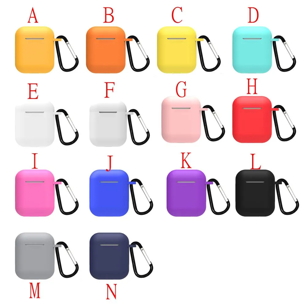 Color Earphone Silicone Portable Storage Case Cover Waterproof Wireless With Anti-lost Keychain Glitter Case For Airpods Apple