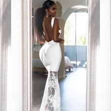 Ocstrade di Alta Moda 2020 Nuove Donne Bianco del Vestito Dalla Fasciatura Sexy Backless Maxi Vestito Dalla Fasciatura Lungo Bodycon Del Merletto Da Sera Del Vestito Da Partito