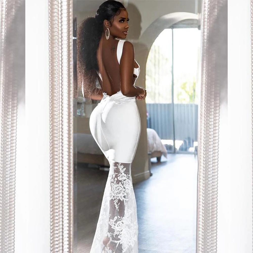 Ocstrade High Fashion 2020 New Women White Bandage Dress Sexy Backless Maxi Bandage Dress Long Bodycon Lace Evening Party Dress Ocstrade High Fashion 2020 New Women White Bandage Dress Sexy Backless Maxi Bandage Dress Long Bodycon Lace Evening Party Dress
