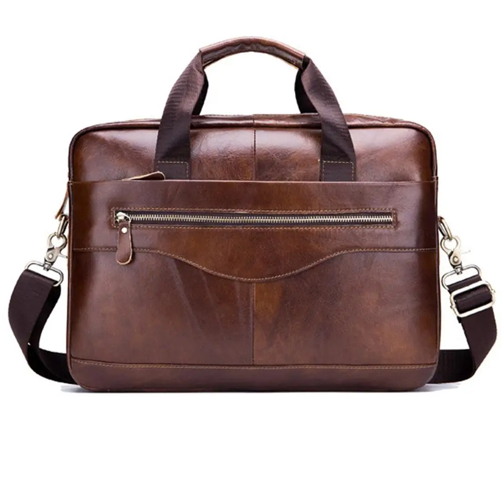 

Vintage Solid Color Men's Business Leather Briefcase Tote Shoulder Laptop Bag