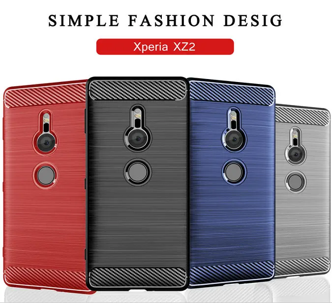 

For Sony Xperia XZ2 Case Silicone Rugged Armor Carbon Fiber Soft Brushed TPU Back Cover For Sony Xperia XZ2 Compact XZ2 Premium