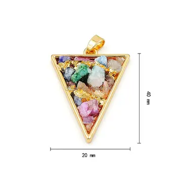 

Mixed Colors Crystal Cluster Triangular Pendant Gold Approx 40*20 mm