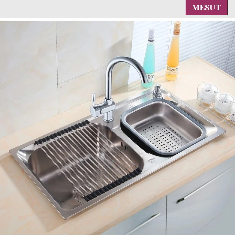 stainless steel brushed thicken double kitchen sink with faucet more sizes accessories complete size 72 - Kitchen Sink Double stainless steel brushed thicken double kitchen sink with faucet more sizes accessories complete size 72 - Kitchen Sink Double