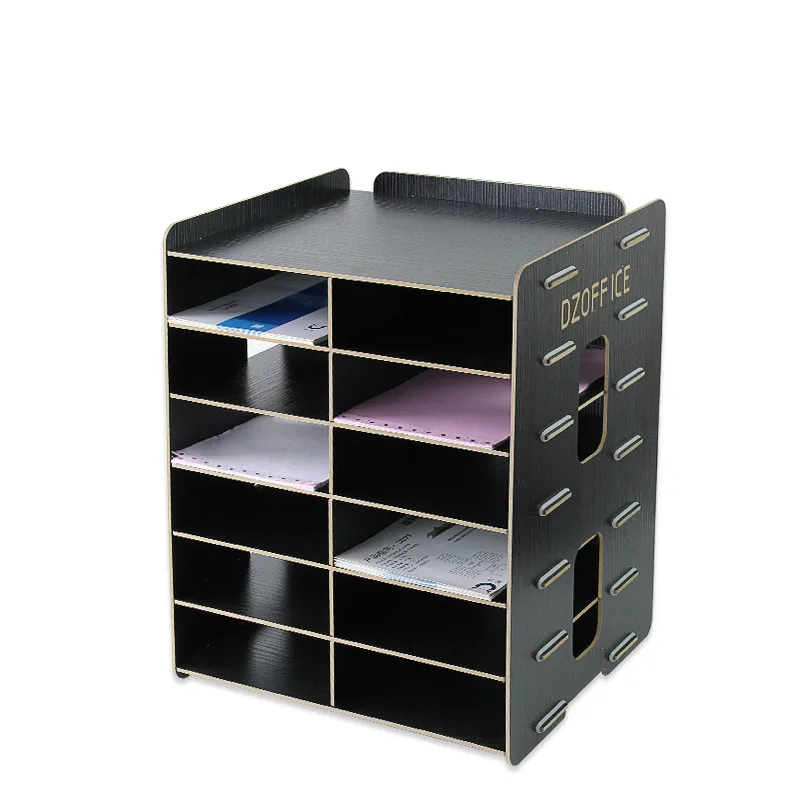 

Creative office supplies Wooden file rack file holder Desktop A5 document frame multilayer information storage box