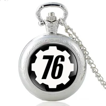 Clásico plata Fallout 76 juegos electrónicos cuarzo reloj de bolsillo Vintage hombres COLLAR COLGANTE de las mujeres reloj