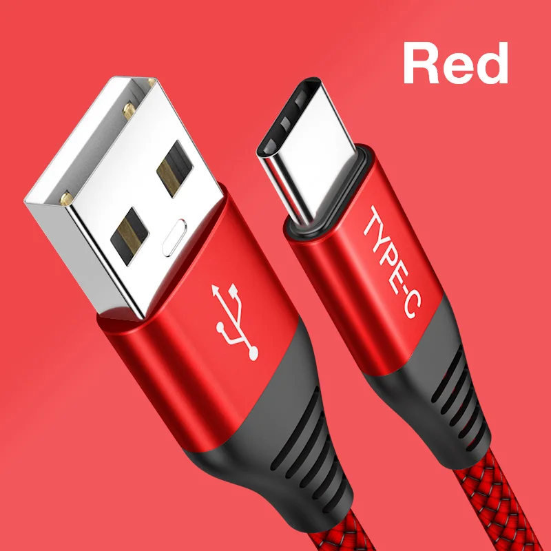 JSAUX usb type-C кабель для Xiaomi Redmi Note 7 mi9 USB C кабель для samsung S9 провод для быстрого заряда USB-C шнур для зарядки мобильного телефона - Цвет: Red