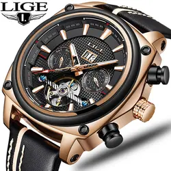 2019 Новый LIGE Для мужчин s часы лучший бренд класса люкс Высокое качество автоматические механические спортивные мужские часы Tourbillon часы
