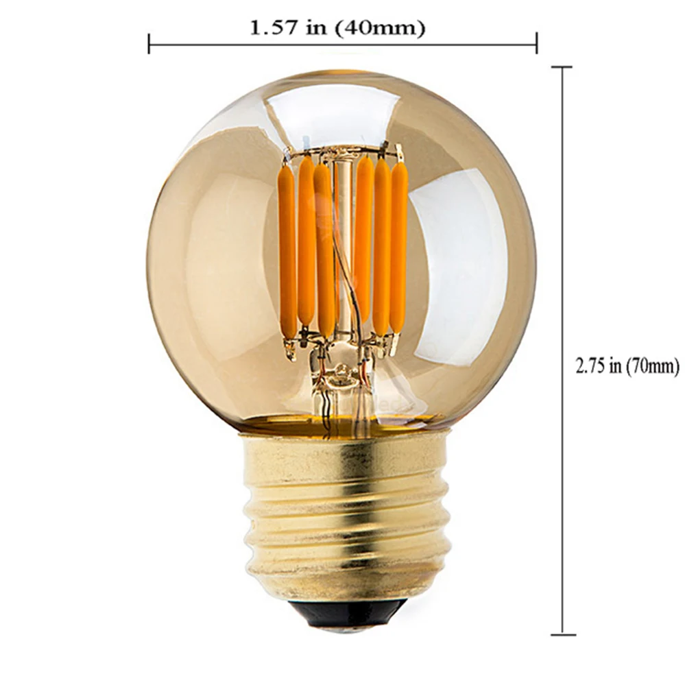 Grensk Edison G40 светодиодный светильник с регулируемой яркостью, 3 Вт, светодиодный мини-светильник с нитью накаливания, сменный светильник для наружного освещения s 2200K E27 220V