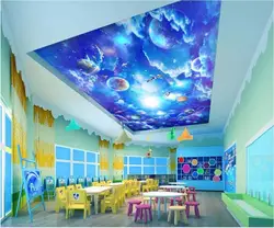 Пользовательские фото 3d потолочные фрески обои Cosmic звездное пространство аэрокосмической космических кораблей Декор 3d настенные фрески