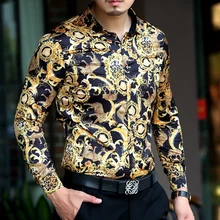 HEIßER 2017 herbst neue herrenbekleidung casual marke silk langhülse hemd schlank leopardenmuster shirts kleid sänger nachtclub kostüme