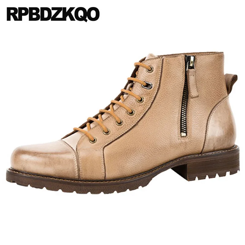 

zipper shoes ankle italian fall plus size full grain military real leather army designer men lace up retro combat boots autumn