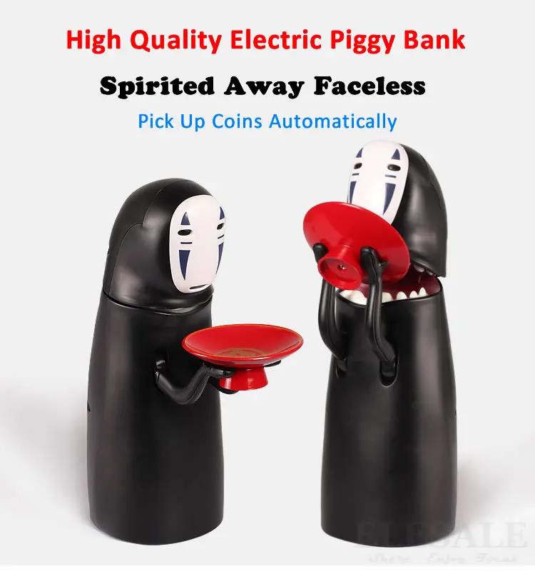  Japanese style no face male cartoon version piggy bank electronic music saving box cans coin storag