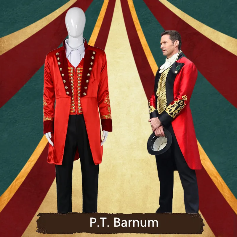 Хэллоуин лучший Showman Men P.T. Barum костюм сцены ролевые игры Мужские красные костюмы