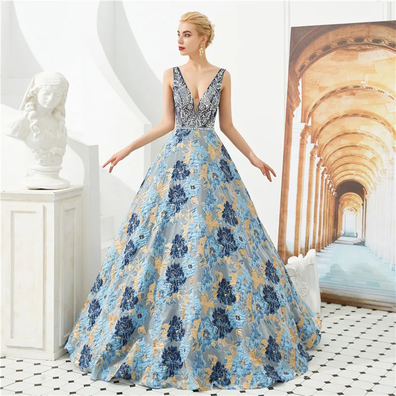 2020 Vestidos De Gala Largos с бусинками и выпускные платья а силуэта низким вырезом на спине v