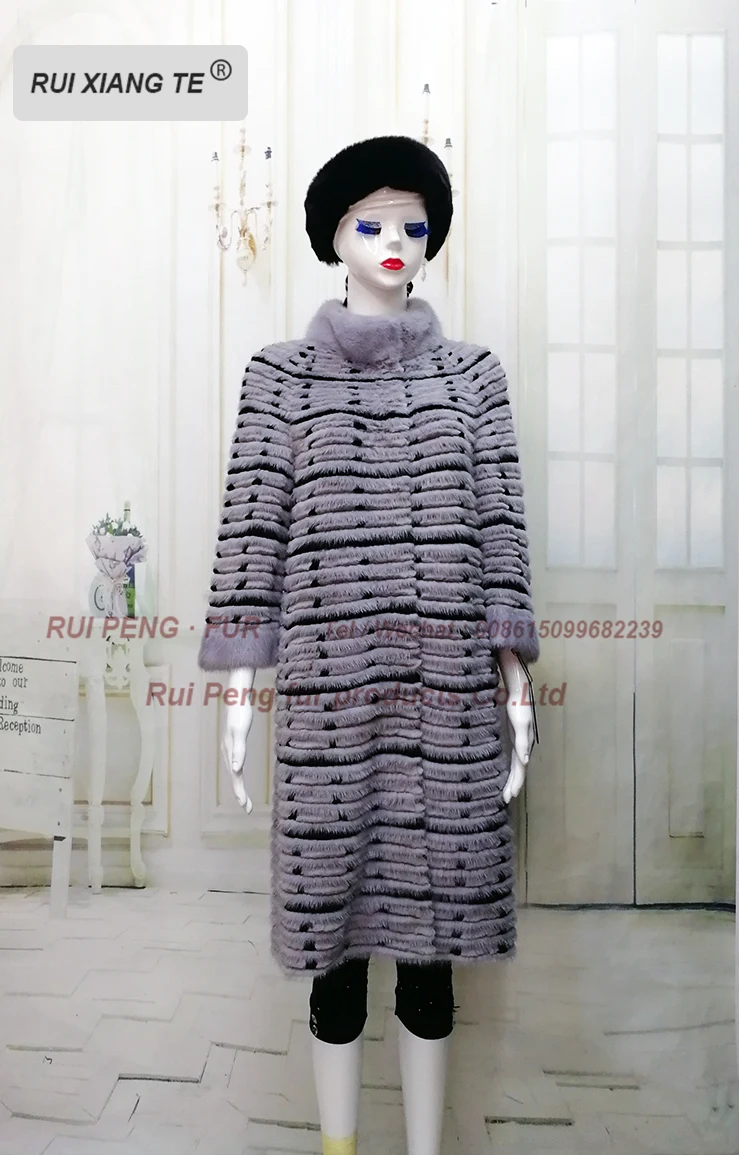 Женские меховые пальто из натуральной норки, куртка с мехом кролика Рекс, меховые пальто, вязаная шерстяная подкладка, норковые шубы RuiXiangTe