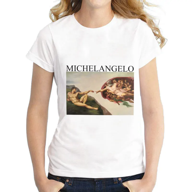 

2019 Harajuku Fashion Woman Clothes Michelangelo Print Blouse Women Shirts Casual Women Tops Camisas Mujer Shirt Chemise Femme