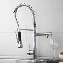 Смеситель для кухни вытащить вниз поворотный кран + накладка + шланг 85255724 Chrome водопроводной воды бассейна раковина смесители, смесители и краны