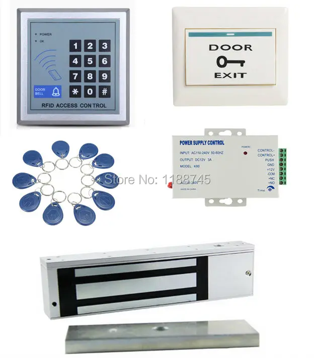 

Full Complete 1 Door Security Access Control Entry System Kit With Electric 1100 LBs 500KG Force Magnetic Lock