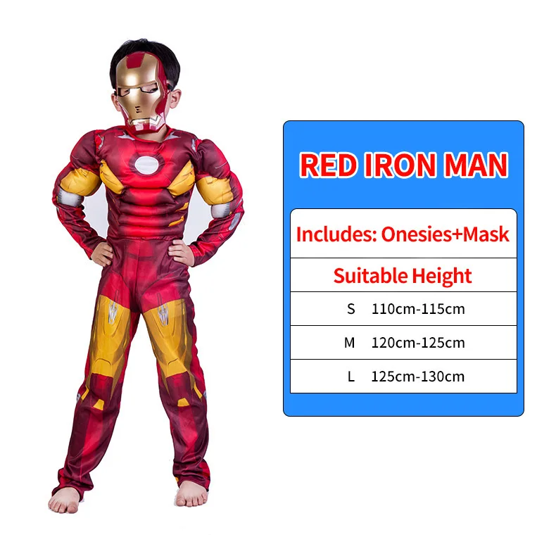 Детский костюм супергероя «мускул», «Капитан Америка», «мстители», «супергерой», костюм на Хэллоуин для мальчиков, одежда для костюмированной вечеринки в стиле аниме - Цвет: 38-21.41