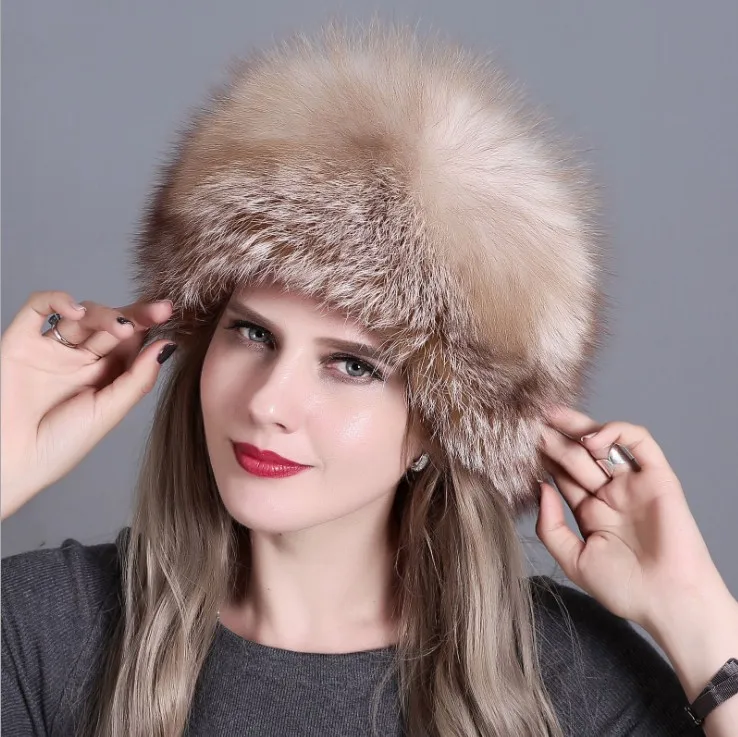 Круглая Шапка из лисьего меха, меховая шапка, женская обувь толстые ...