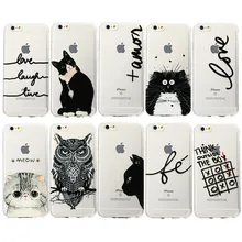 Phone Bag Case For iPhone 5 5S SE/ 6 6S/ 6 Plus/ 6S Plus Coque Fundas Cute Cat Owl Capinha Printed Fundas Transparent Soft Capa