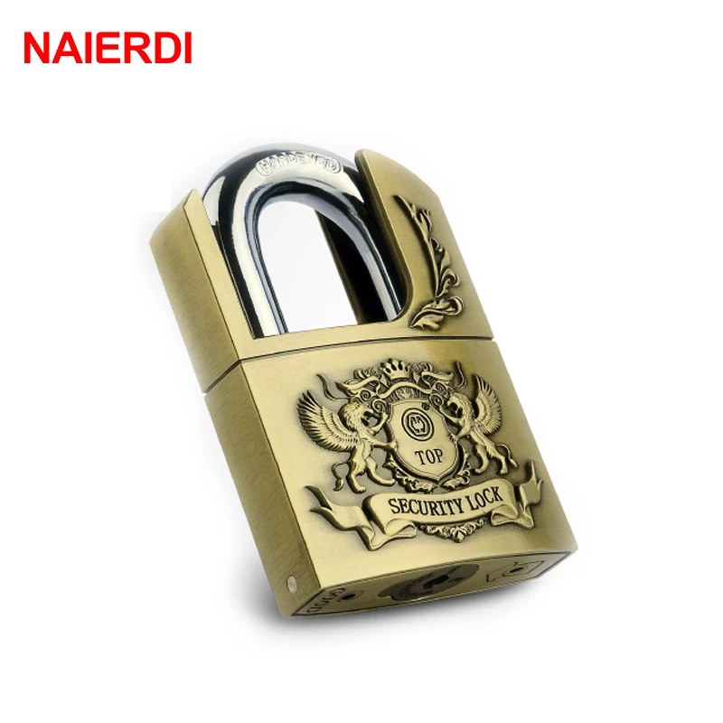 

NAIERDI C6H Super B Grade Padlocks Tech Safe Anti-Theft Lock Rustproof Antique Bronze Top Security Padlock For Home Hardware