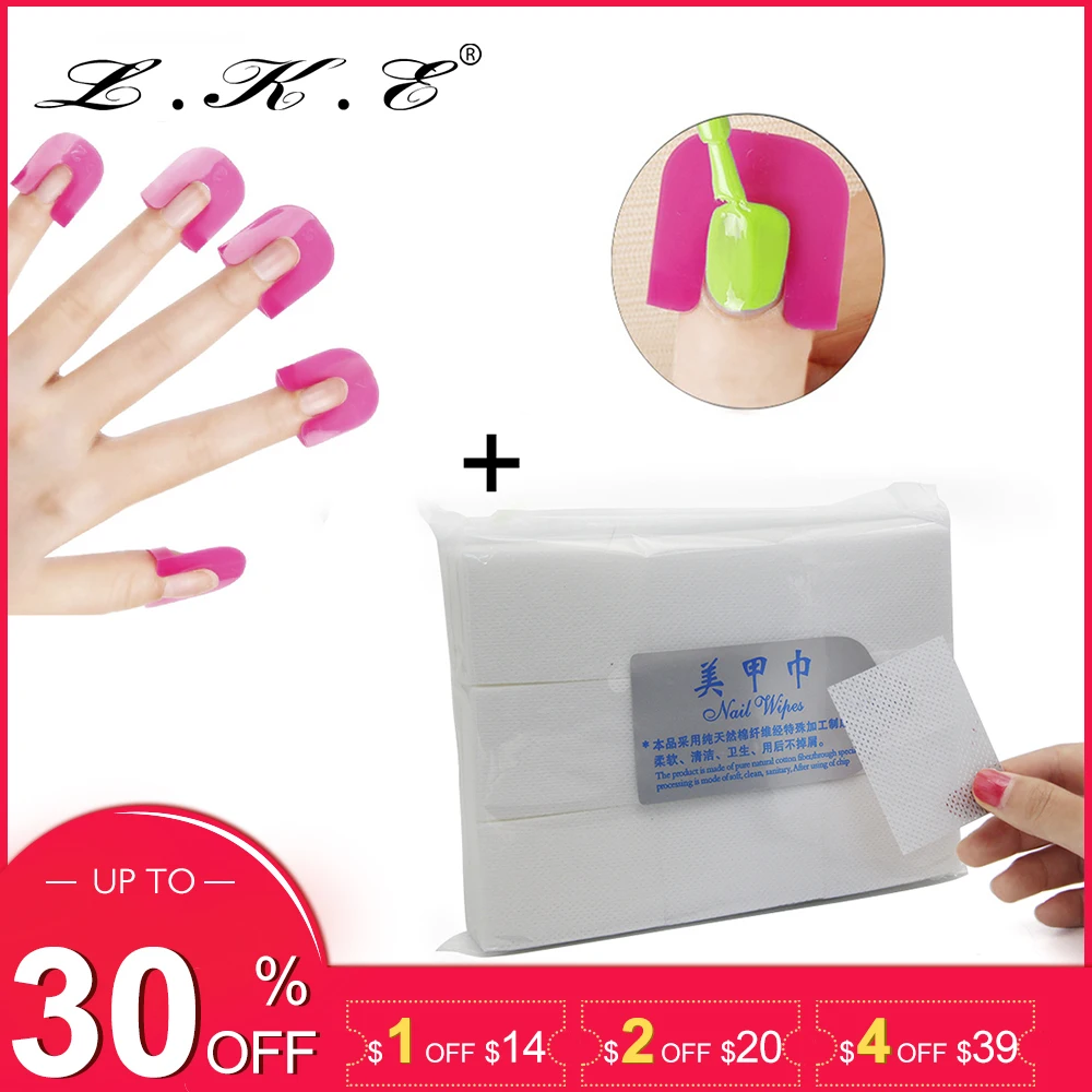 

LKE Nail Tools 1pack Lint-Free Wipes Nail Polish Remover & 26pcs/box Nail Varnish Protector Spill-Resistant Manicure Finger Cove