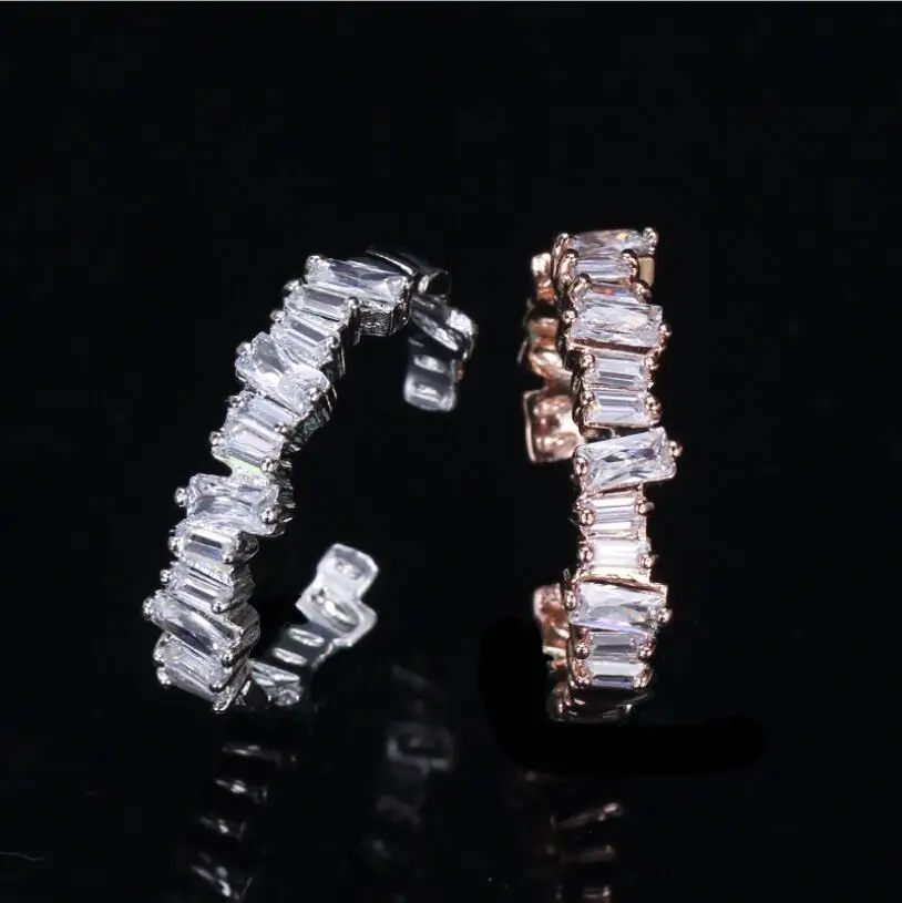 

Anenjery Newest Fashion Exquisite Inlaid Dazzling Irregular Zircon Ring For Women Rectangular Copper Ring anel T-R66