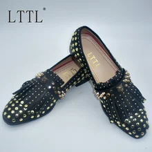 LTTL Black Genuine Leather Loafers Rivets Casual Men Shoes New Fashion Square Toe Tassels Mocassin Homme Man Smoking Slippers цена LTTL Black Genuine Leather Loafers Rivets Casual Men Shoes New Fashion Square Toe Tassels Mocassin Homme Man Smoking Slippers цены онлайн