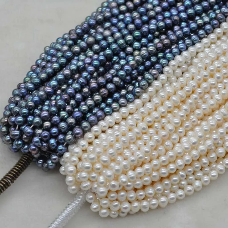 

wholesale 10 strands 6-7mm real pearl strings white or peacock black Q30344