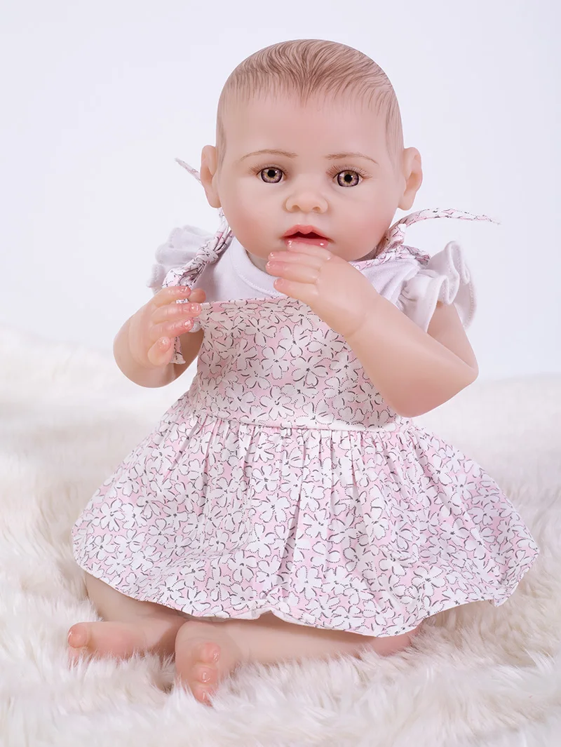 Bebes reborn real full silicone reborn baby dolls живая новорожденная девочка может купаться boneca reborn 43 см Мягкая Кукла reborn