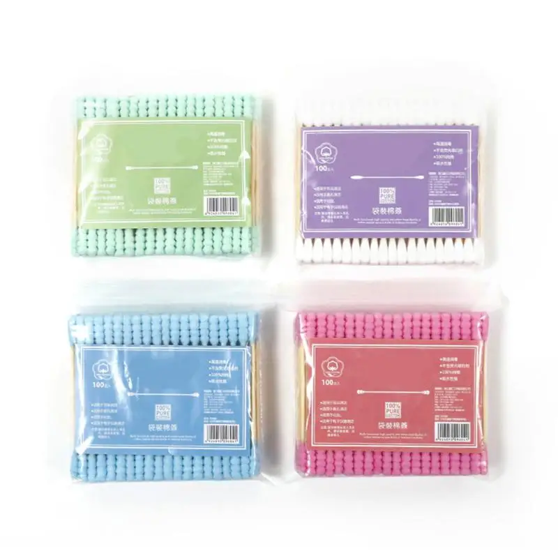 

100pcs/pack Bamboo Double Head Cotton Swab Wood Sticks Soft Cotton Buds cleaning of Ears Tampons Microbrush Baby Care