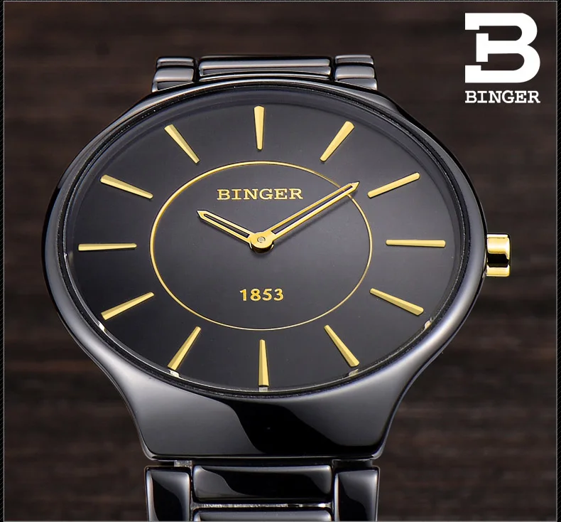Оригинальные роскошные швейцарские брендовые керамические часы BINGER мужские и женские кварцевые часы тонкие стильные водонепроницаемые настольные часы