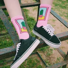 Креативные женские короткие носки, Хлопковые женские Носки с рисунком кактуса, корейские студенческие милые хипстерские носки для девочек в духе колледжа