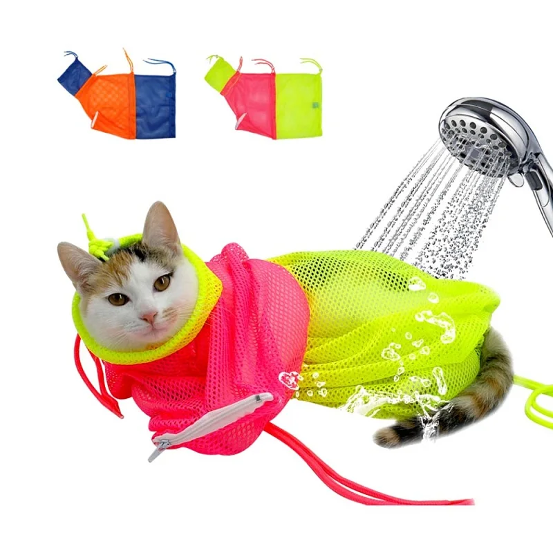 

Cat Pet Grooming Bag Washing Shower Protection Safe Mesh Anti Scratch Bite Nail Trimming Injecting Restraint Examing Accessories