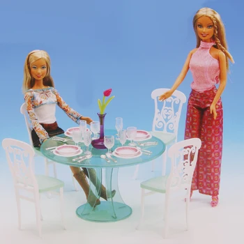 

Dolls House Miniature Furniture Dining Table Set for 29cm Dolls