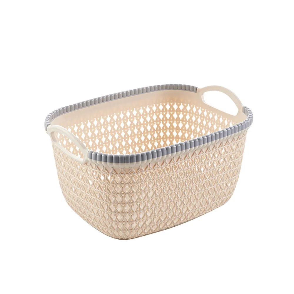 

Hot Kitchen Bathroom Desktop Imitation Rattan Storage Basket Plastic Storage Baskets Bathroom Cosmetic Make ups Storage Basket