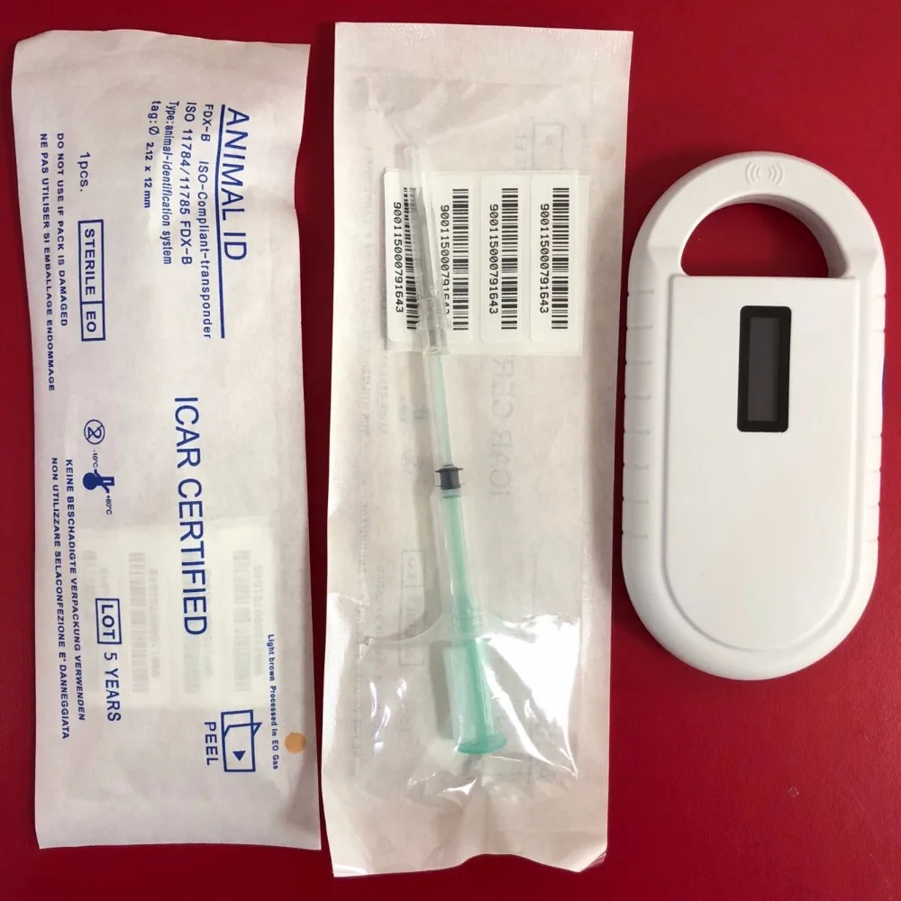 

FDX-B 134.2khz Pet Scanner Animal Microchips Reader + 2pcs rfid injector 2*12mm