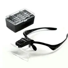 Повязка увеличительное Стекло глаз Лупа для ремонтных работ с налобным креплением 2 светодиодный светильник 1,0/1,5/2,0/2,5/3,5X5 шт. Стекло es Лупа оптическая линза(без аккумулятора
