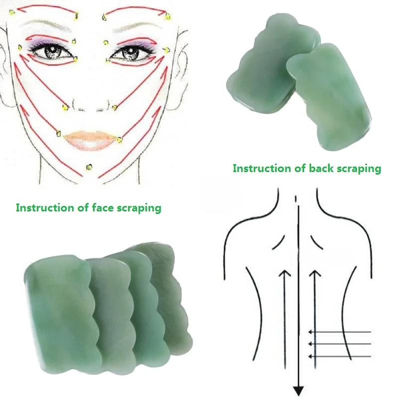 Натуральный Gua Sha набор зеленый авантюрин для лица инструмент для массажа сердца Acupuntura спа терапия для ног задняя головка камень скребок нефритовый массажер