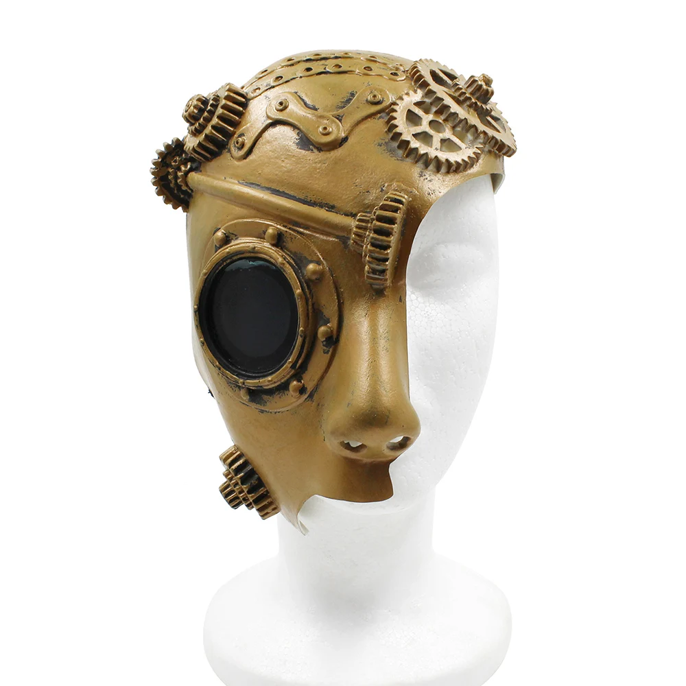 

Retro Half Face Steampunk Cosplay Mask Soft Latex Adult Plague Doctor Mechanical Parts Halloween Party Costume Props