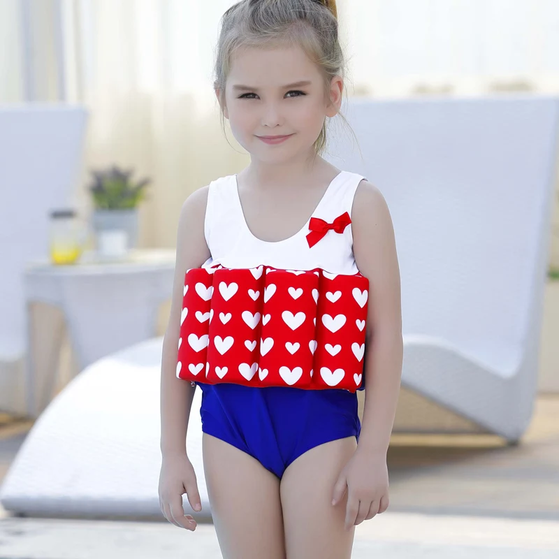 red love Hot Floatation Swimsuits Buoyancy Bathing Suit Cute for Children Baby Girls Swimming MCK99 - Цвет: red love