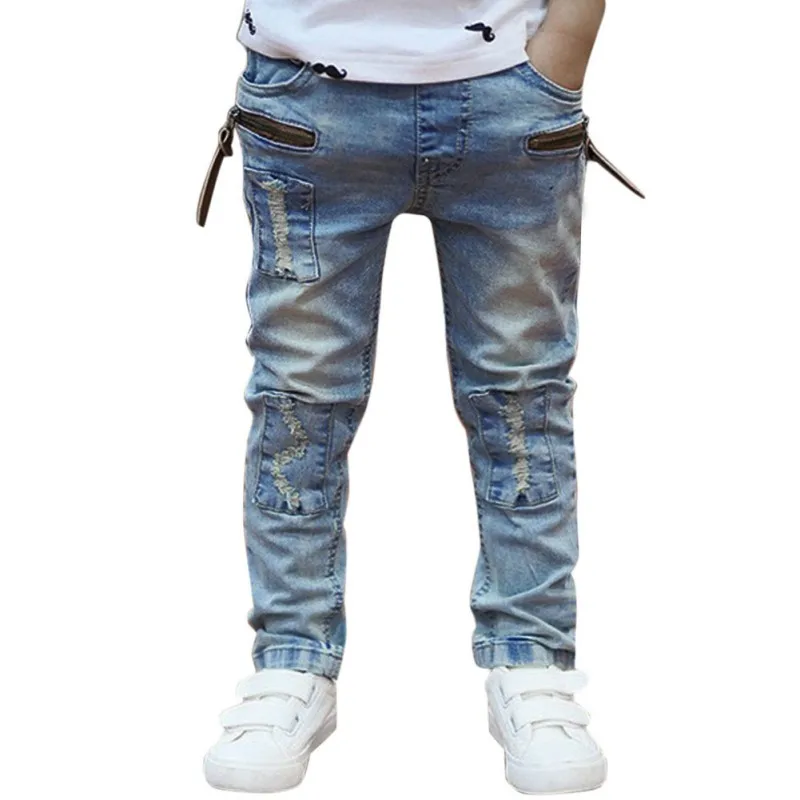

Autumn Children Boy Soft Casual Toddler Jeans Denim Pants Thin Trousers Solid Pencil Pocket Pant