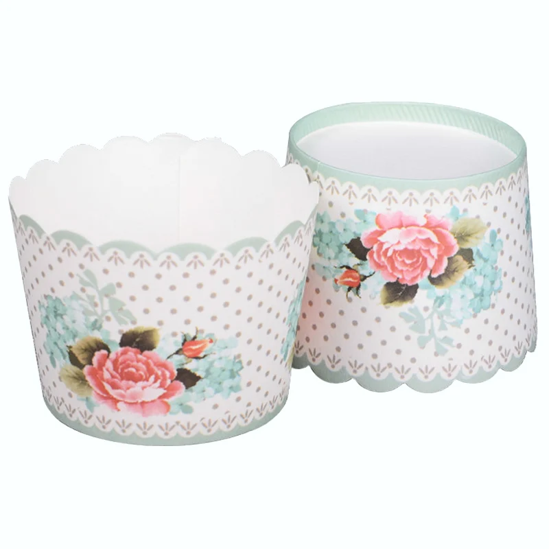 

50PCS Pink Flowers dots birds Paper Baking Cake Cup Liners Muffin Kitchen Cases Cups for wedding birthday party cake decoration